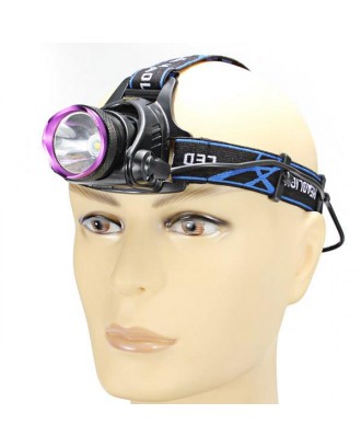 LT-2000LM LED Aluminum 1-bulb 3 Modes Waterproof Headlamp (2*18650) Purple & Black