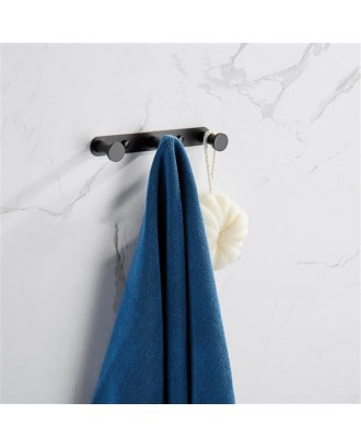 Bathroom Accessories Towel Hook Matte Black Stainless Steel Towel Robe Coat Rack Rows of Three Hooks for Home Storage Organization,Hallway,Foyer,Wall Mounted KJQ010-3HEI