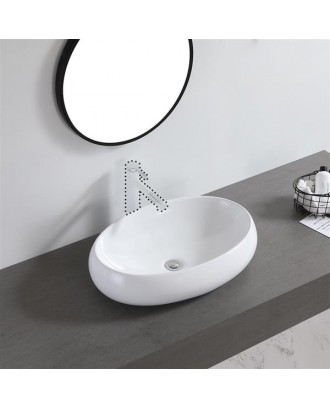 Ceramic Basin Above Counter Basin Curved Oval White