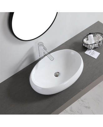 Ceramic Basin Above Counter Basin Curved Oval White